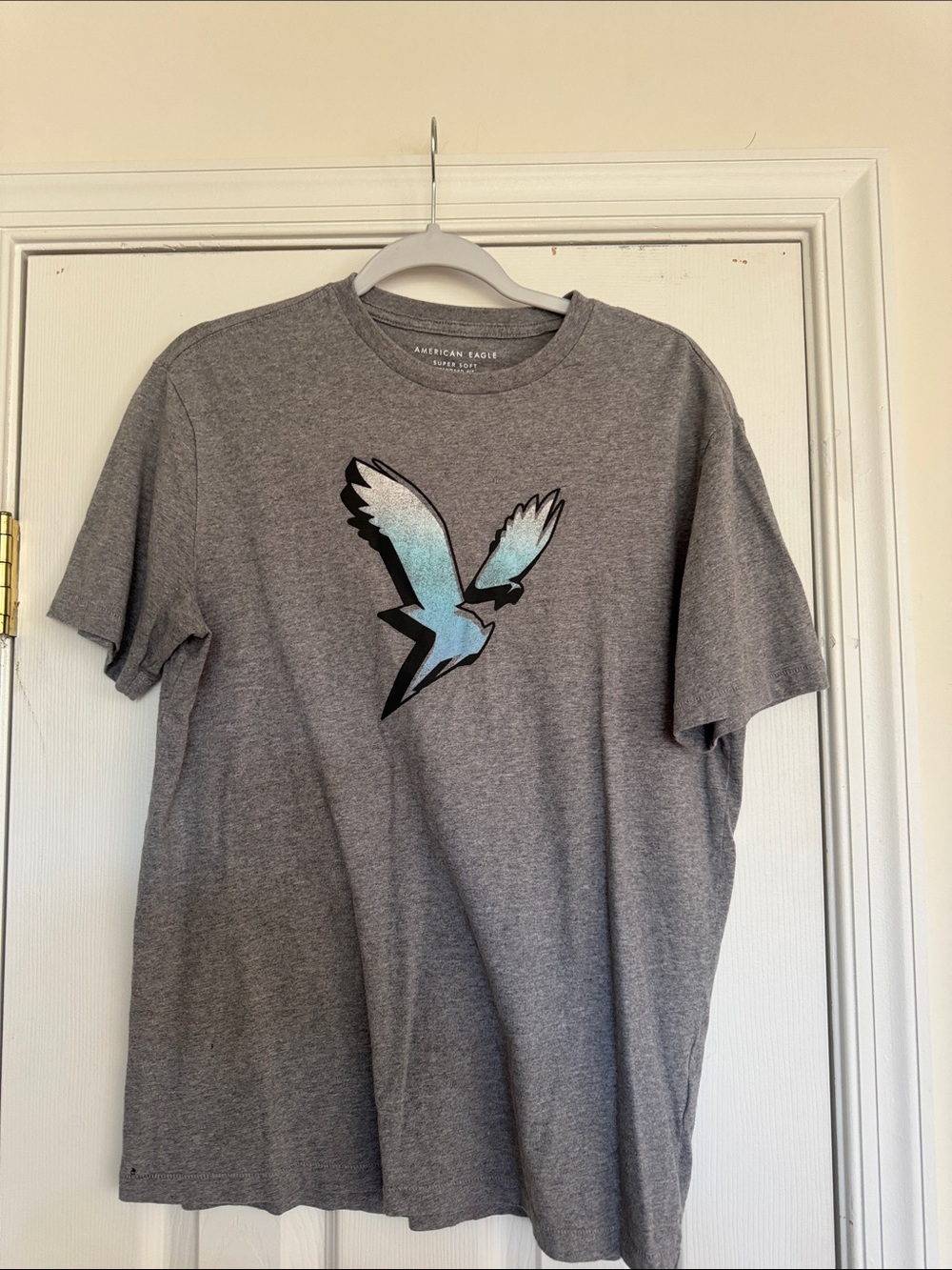 American Eagle Outfitters Grey Tee with Blue Eagle Graphic